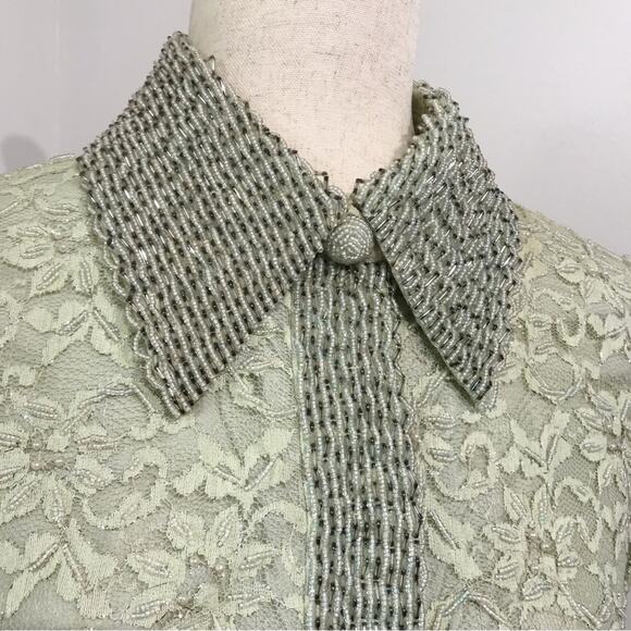 Valentina Ltd 1960s Embroidered Beaded Lace Long Sleeve Tunic Dress 14 VTG 10 to - Picture 5 of 16